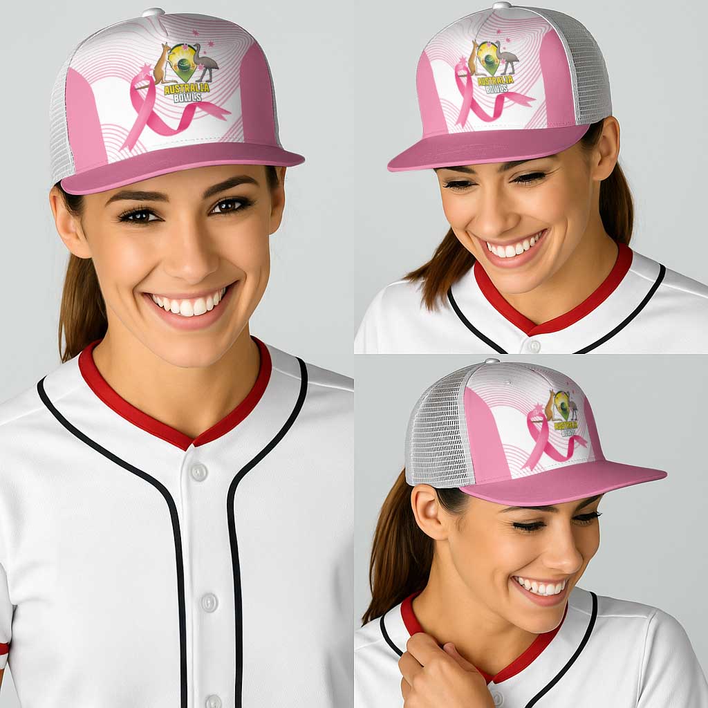 Bowls Australia Breast Cancer Baseball Net Cap Pink Ribbon Curve Sporty - Aussie Hoodie