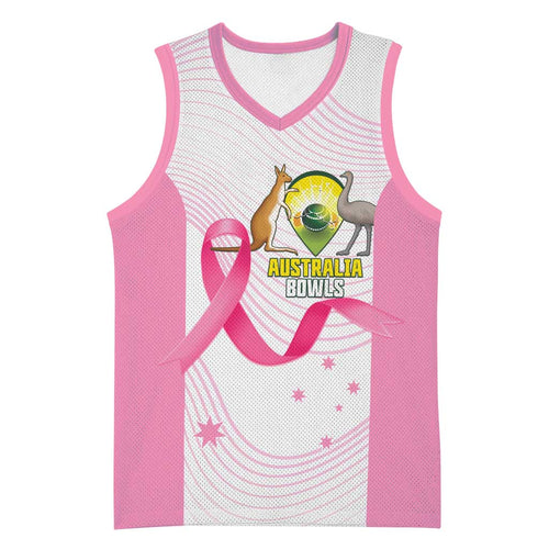 Custom Bowls Australia Breast Cancer Basketball Jersey Pink Ribbon Curve Sporty - Aussie Hoodie
