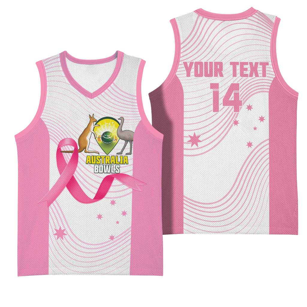 Custom Bowls Australia Breast Cancer Basketball Jersey Pink Ribbon Curve Sporty - Aussie Hoodie