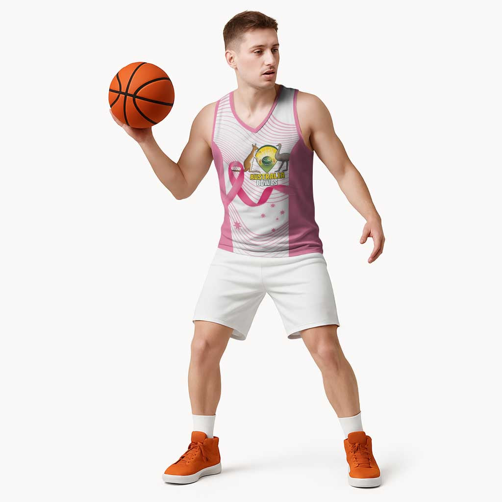Custom Bowls Australia Breast Cancer Basketball Jersey Pink Ribbon Curve Sporty - Aussie Hoodie