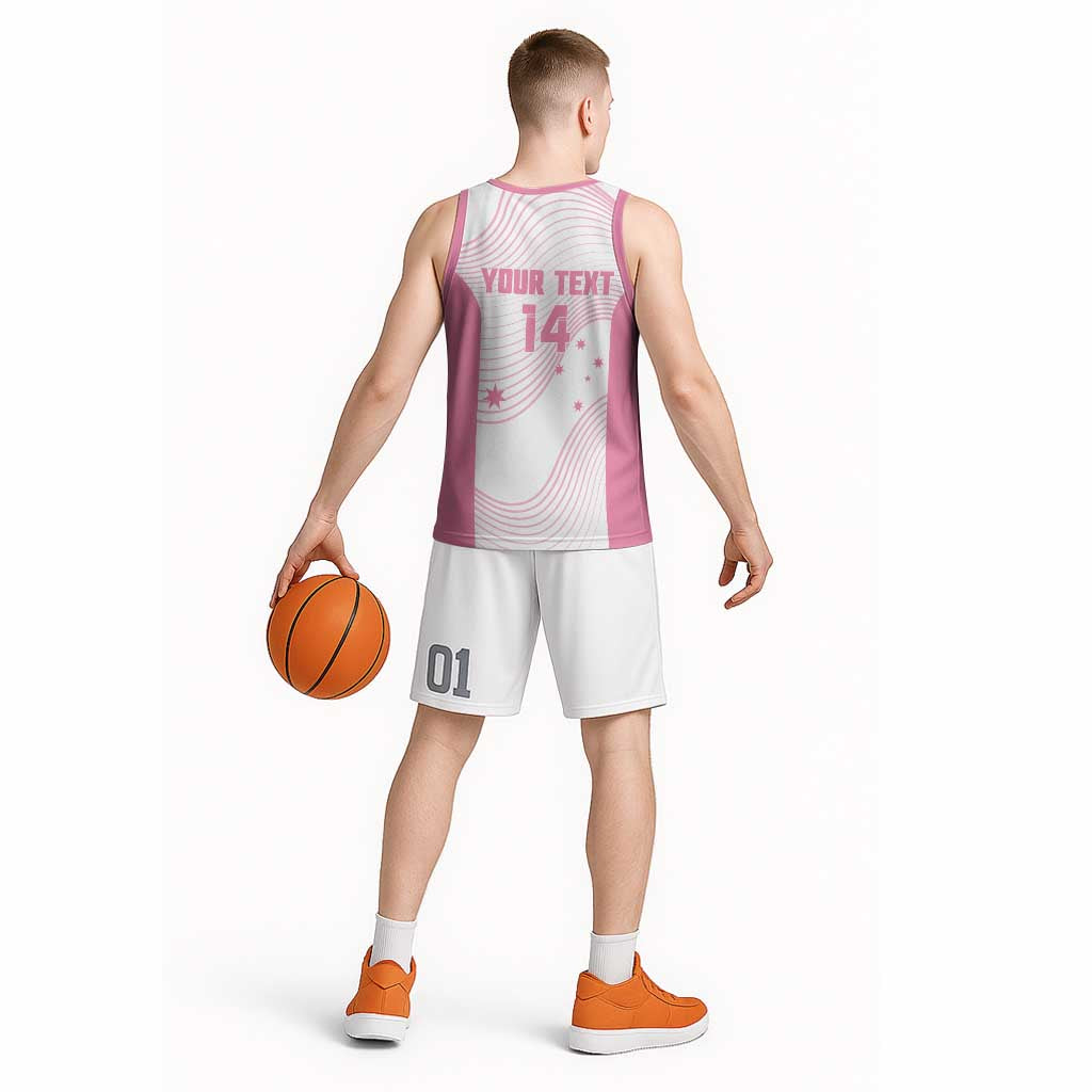 Custom Bowls Australia Breast Cancer Basketball Jersey Pink Ribbon Curve Sporty - Aussie Hoodie