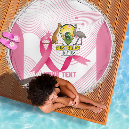 Custom Bowls Australia Breast Cancer Beach Blanket Pink Ribbon Curve Sporty - Aussie Hoodie