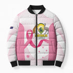 Custom Bowls Australia Breast Cancer Bomber Puffer Jacket Pink Ribbon Curve Sporty - Aussie Hoodie