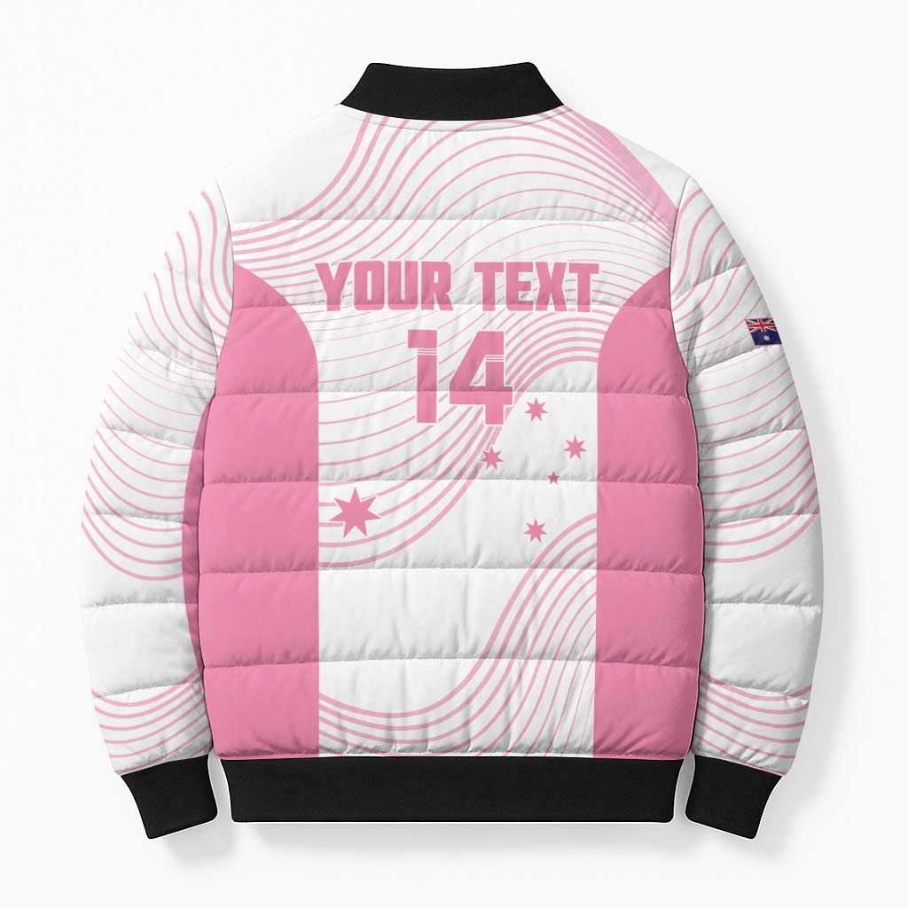 Custom Bowls Australia Breast Cancer Bomber Puffer Jacket Pink Ribbon Curve Sporty - Aussie Hoodie
