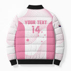 Custom Bowls Australia Breast Cancer Bomber Puffer Jacket Pink Ribbon Curve Sporty - Aussie Hoodie