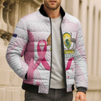 Custom Bowls Australia Breast Cancer Bomber Puffer Jacket Pink Ribbon Curve Sporty - Aussie Hoodie