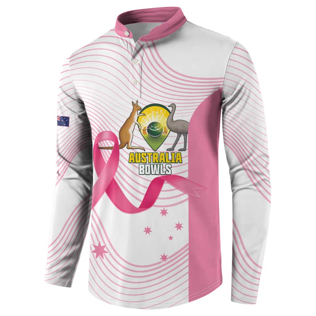 Custom Bowls Australia Breast Cancer Button Sweatshirt Pink Ribbon Curve Sporty - Aussie Hoodie