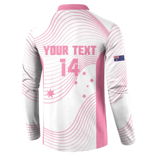Custom Bowls Australia Breast Cancer Button Sweatshirt Pink Ribbon Curve Sporty - Aussie Hoodie