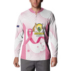Custom Bowls Australia Breast Cancer Button Sweatshirt Pink Ribbon Curve Sporty - Aussie Hoodie