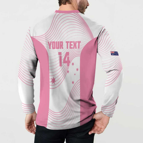 Custom Bowls Australia Breast Cancer Button Sweatshirt Pink Ribbon Curve Sporty - Aussie Hoodie