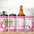 Custom Bowls Australia Breast Cancer 4 in 1 Can Cooler Tumbler Pink Ribbon Curve Sporty - Aussie Hoodie