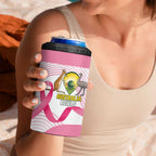 Custom Bowls Australia Breast Cancer 4 in 1 Can Cooler Tumbler Pink Ribbon Curve Sporty - Aussie Hoodie
