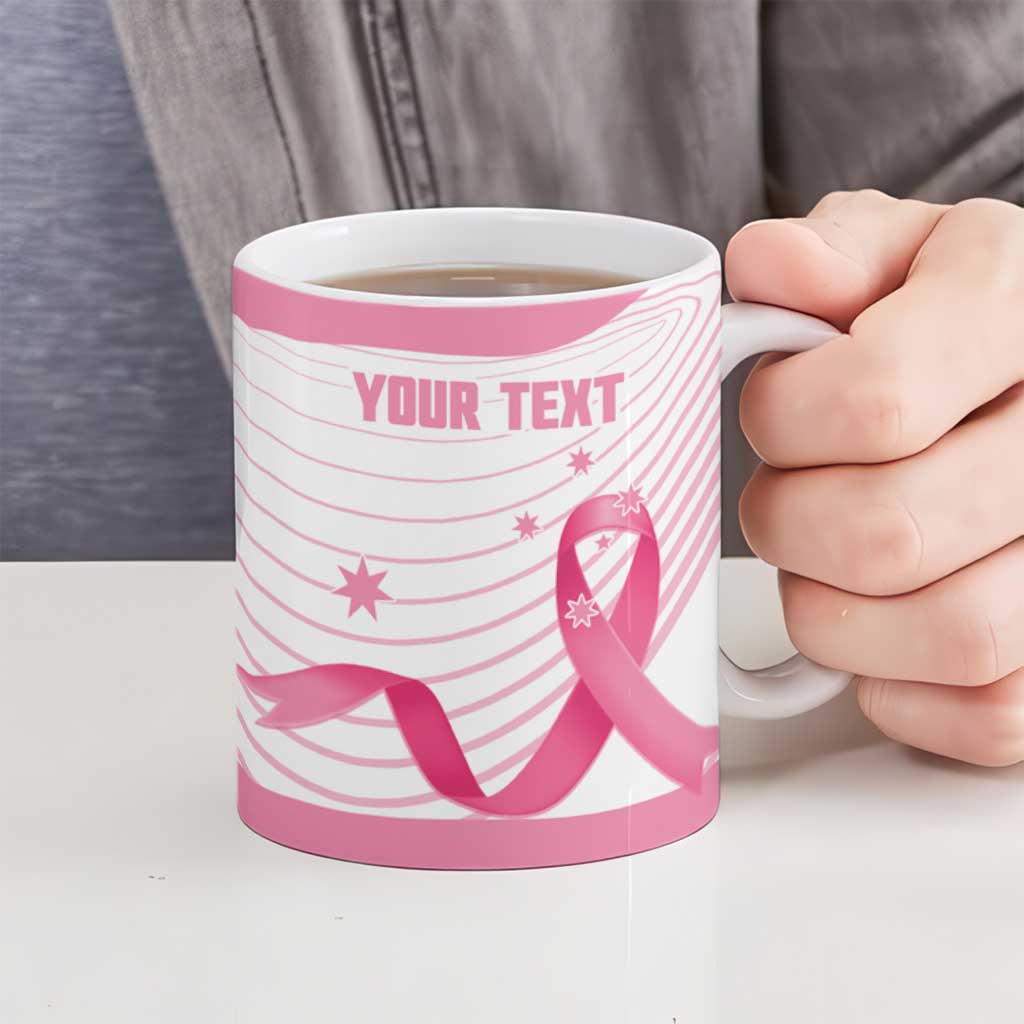 Custom Bowls Australia Breast Cancer Ceramic Mug Pink Ribbon Curve Sporty - Aussie Hoodie