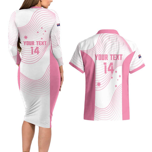 Custom Bowls Australia Breast Cancer Couples Matching Long Sleeve Bodycon Dress and Hawaiian Shirt Pink Ribbon Curve Sporty - Aussie Hoodie