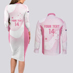 Custom Bowls Australia Breast Cancer Couples Matching Long Sleeve Bodycon Dress and Long Sleeve Button Shirt Pink Ribbon Curve Sporty - Aussie Hoodie
