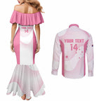 Custom Bowls Australia Breast Cancer Couples Matching Mermaid Dress and Long Sleeve Button Shirt Pink Ribbon Curve Sporty - Aussie Hoodie