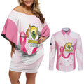 Custom Bowls Australia Breast Cancer Couples Matching Off Shoulder Short Dress and Long Sleeve Button Shirt Pink Ribbon Curve Sporty - Aussie Hoodie