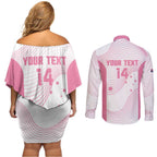 Custom Bowls Australia Breast Cancer Couples Matching Off Shoulder Short Dress and Long Sleeve Button Shirt Pink Ribbon Curve Sporty - Aussie Hoodie