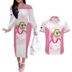 Custom Bowls Australia Breast Cancer Couples Matching Off The Shoulder Long Sleeve Dress and Hawaiian Shirt Pink Ribbon Curve Sporty - Aussie Hoodie