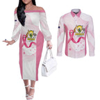Custom Bowls Australia Breast Cancer Couples Matching Off The Shoulder Long Sleeve Dress and Long Sleeve Button Shirt Pink Ribbon Curve Sporty - Aussie Hoodie