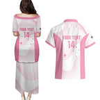 Custom Bowls Australia Breast Cancer Couples Matching Puletasi and Hawaiian Shirt Pink Ribbon Curve Sporty - Aussie Hoodie