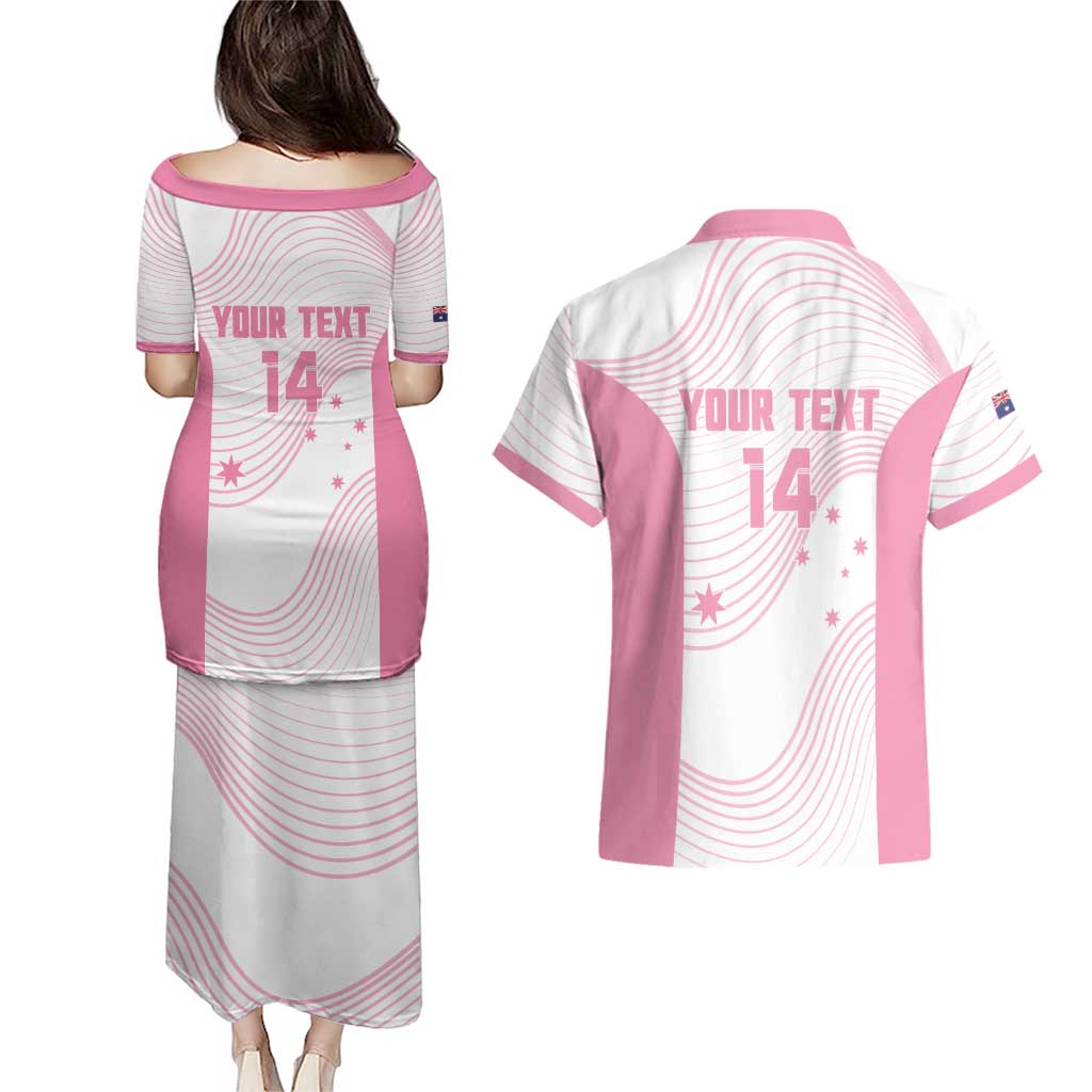 Custom Bowls Australia Breast Cancer Couples Matching Puletasi and Hawaiian Shirt Pink Ribbon Curve Sporty - Aussie Hoodie