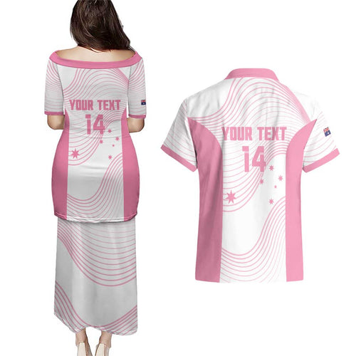 Custom Bowls Australia Breast Cancer Couples Matching Puletasi and Hawaiian Shirt Pink Ribbon Curve Sporty - Aussie Hoodie