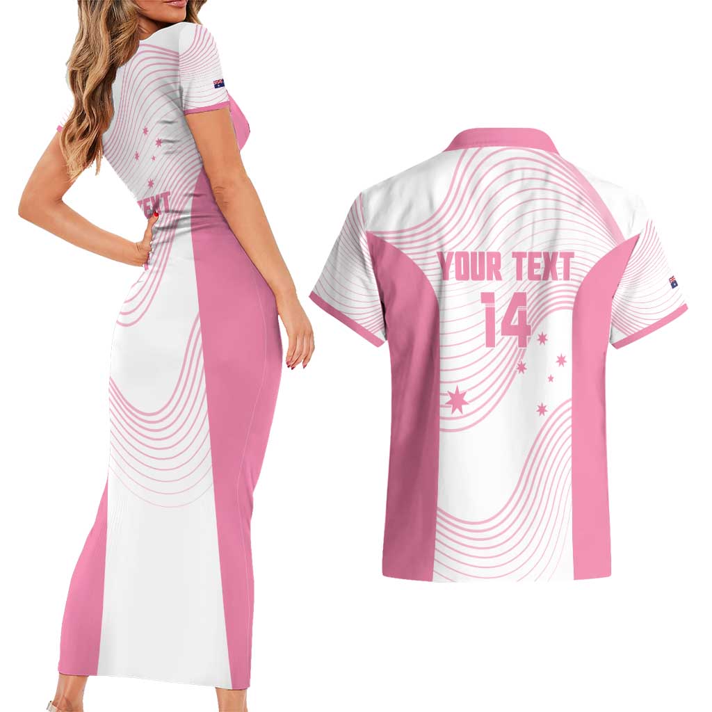 Custom Bowls Australia Breast Cancer Couples Matching Short Sleeve Bodycon Dress and Hawaiian Shirt Pink Ribbon Curve Sporty - Aussie Hoodie