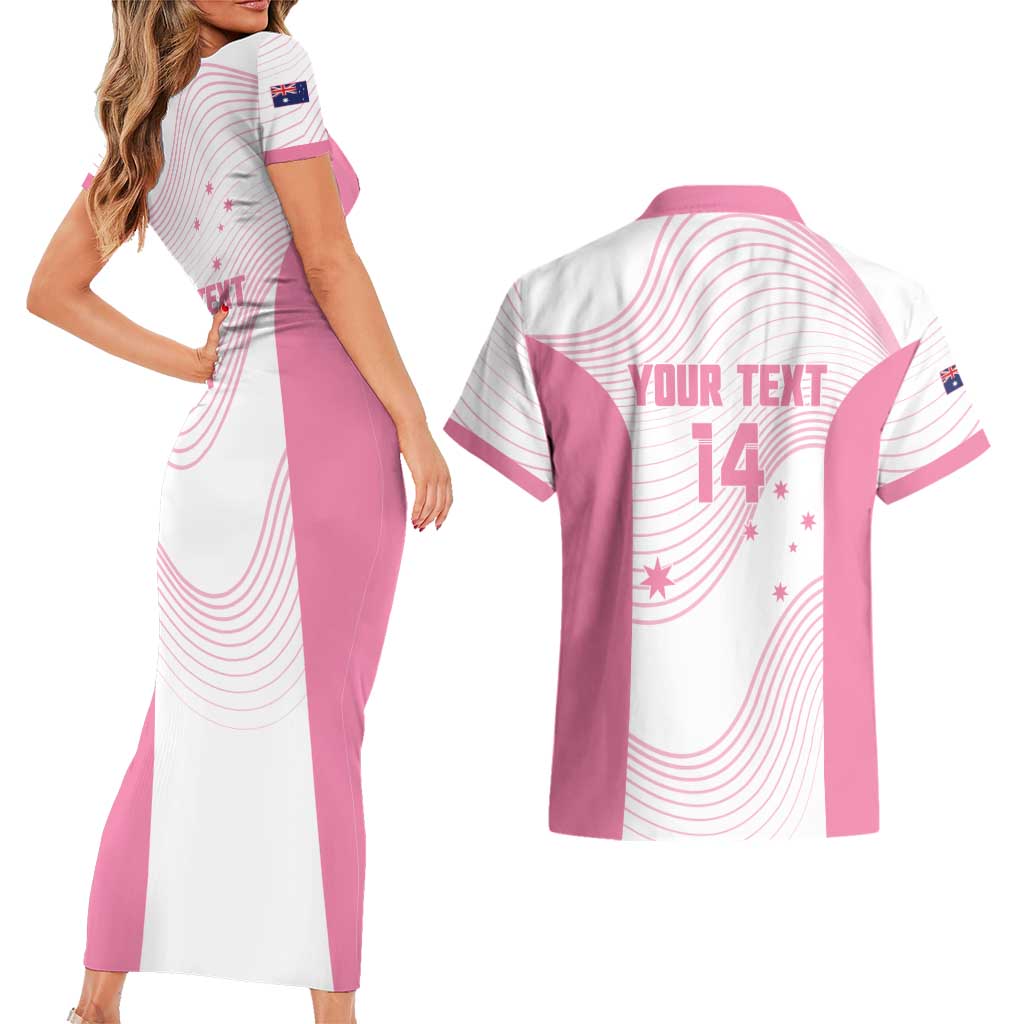 Custom Bowls Australia Breast Cancer Couples Matching Short Sleeve Bodycon Dress and Hawaiian Shirt Pink Ribbon Curve Sporty - Aussie Hoodie