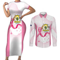 Custom Bowls Australia Breast Cancer Couples Matching Short Sleeve Bodycon Dress and Long Sleeve Button Shirt Pink Ribbon Curve Sporty - Aussie Hoodie