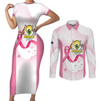 Custom Bowls Australia Breast Cancer Couples Matching Short Sleeve Bodycon Dress and Long Sleeve Button Shirt Pink Ribbon Curve Sporty - Aussie Hoodie