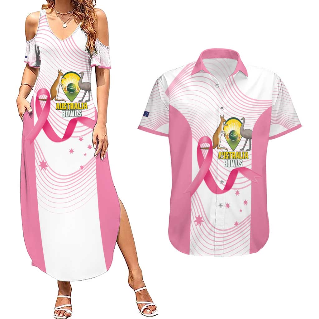Custom Bowls Australia Breast Cancer Couples Matching Summer Maxi Dress and Hawaiian Shirt Pink Ribbon Curve Sporty - Aussie Hoodie