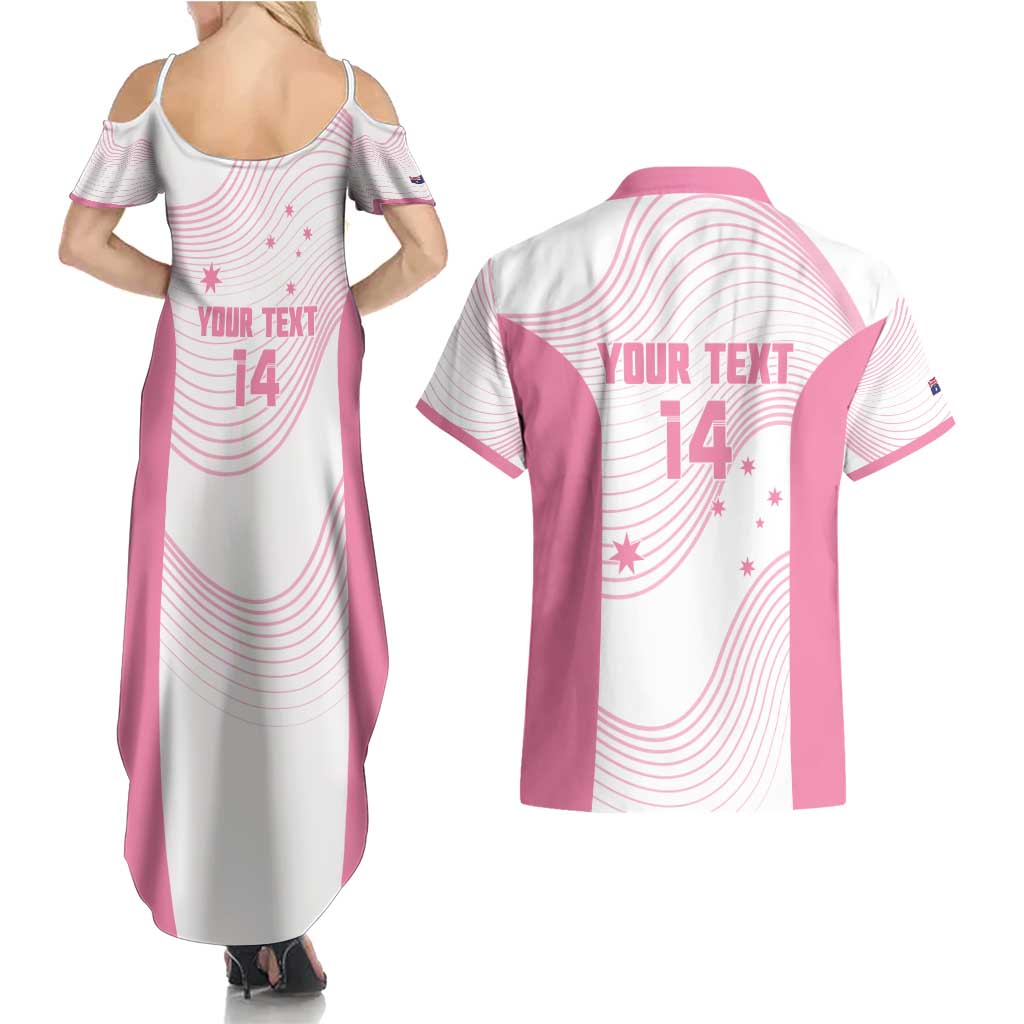 Custom Bowls Australia Breast Cancer Couples Matching Summer Maxi Dress and Hawaiian Shirt Pink Ribbon Curve Sporty - Aussie Hoodie