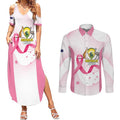 Custom Bowls Australia Breast Cancer Couples Matching Summer Maxi Dress and Long Sleeve Button Shirt Pink Ribbon Curve Sporty - Aussie Hoodie
