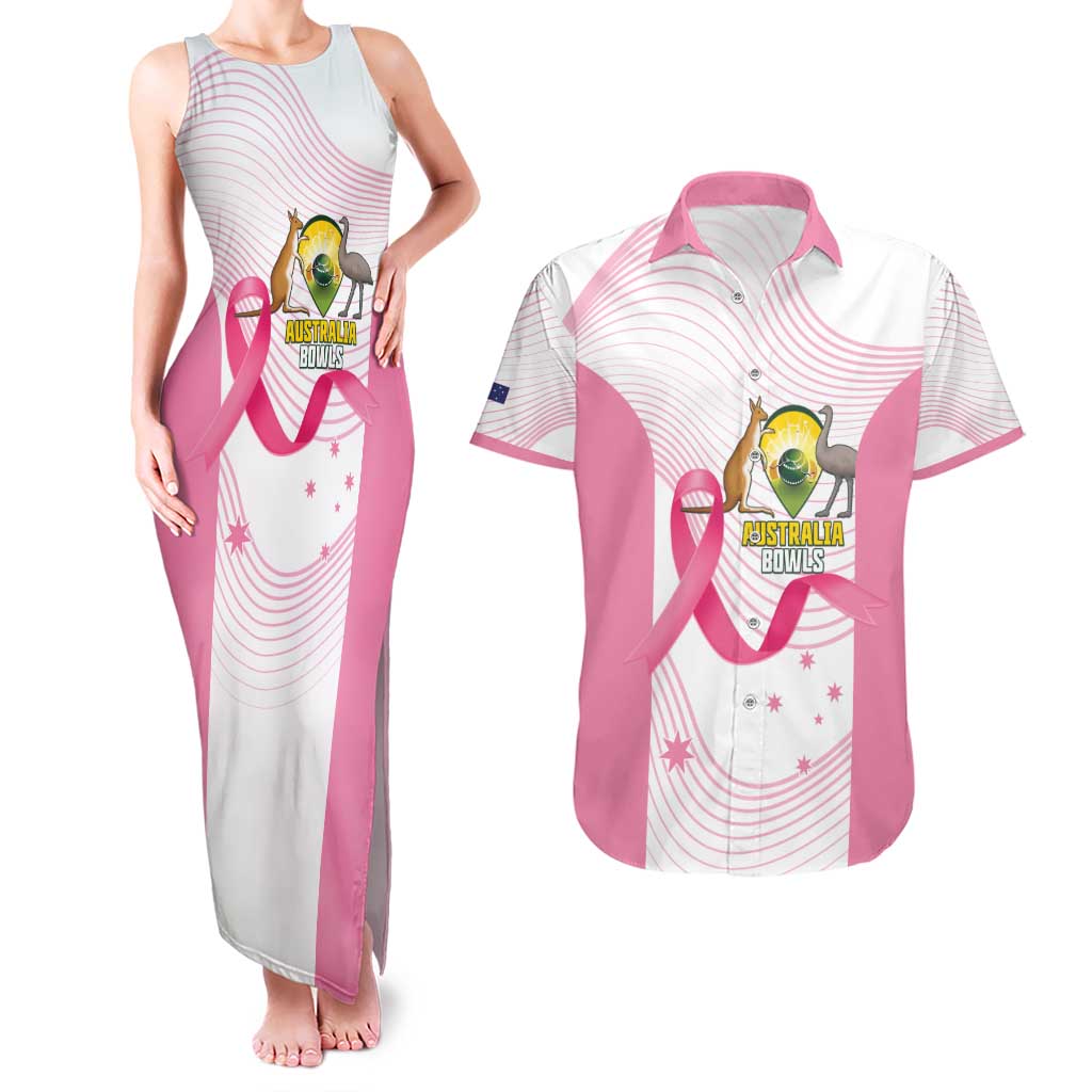 Custom Bowls Australia Breast Cancer Couples Matching Tank Maxi Dress and Hawaiian Shirt Pink Ribbon Curve Sporty - Aussie Hoodie
