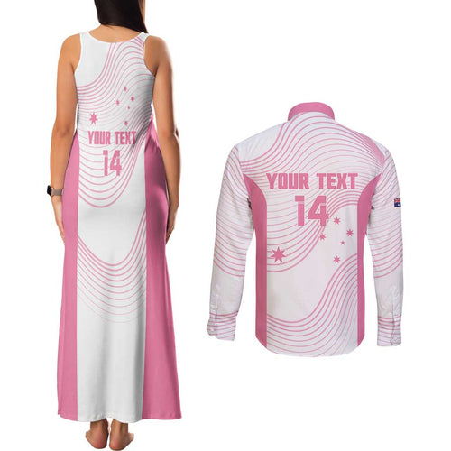 Custom Bowls Australia Breast Cancer Couples Matching Tank Maxi Dress and Long Sleeve Button Shirt Pink Ribbon Curve Sporty - Aussie Hoodie