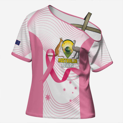 Custom Bowls Australia Breast Cancer Cross Shoulder Shirt Pink Ribbon Curve Sporty - Aussie Hoodie