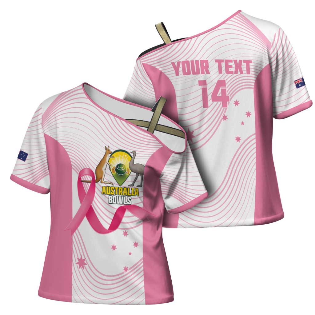 Custom Bowls Australia Breast Cancer Cross Shoulder Shirt Pink Ribbon Curve Sporty - Aussie Hoodie