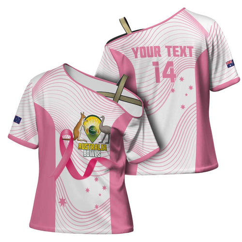 Custom Bowls Australia Breast Cancer Cross Shoulder Shirt Pink Ribbon Curve Sporty - Aussie Hoodie