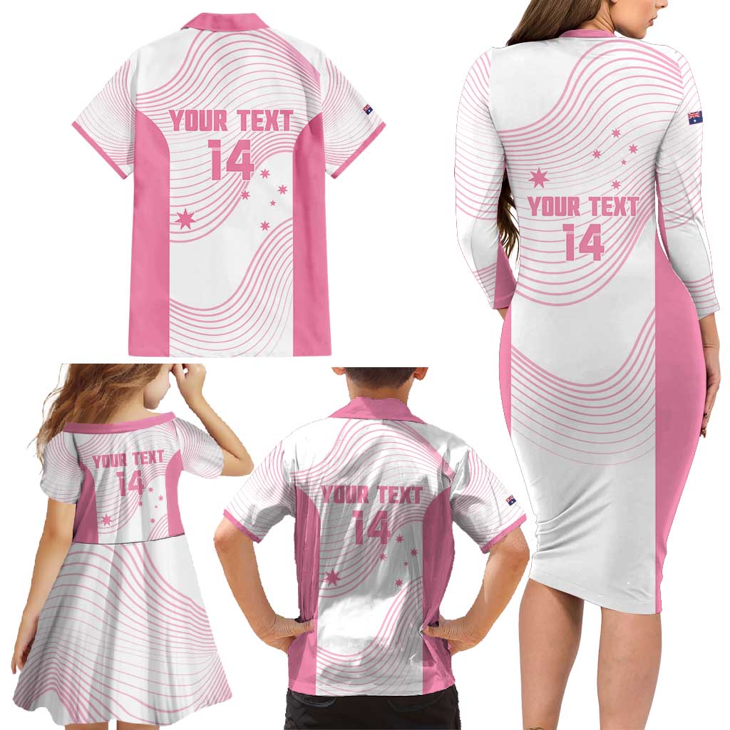 Custom Bowls Australia Breast Cancer Family Matching Long Sleeve Bodycon Dress and Hawaiian Shirt Pink Ribbon Curve Sporty - Aussie Hoodie