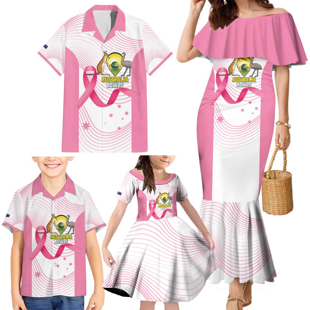 Custom Bowls Australia Breast Cancer Family Matching Mermaid Dress and Hawaiian Shirt Pink Ribbon Curve Sporty - Aussie Hoodie