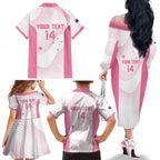 Custom Bowls Australia Breast Cancer Family Matching Off The Shoulder Long Sleeve Dress and Hawaiian Shirt Pink Ribbon Curve Sporty - Aussie Hoodie