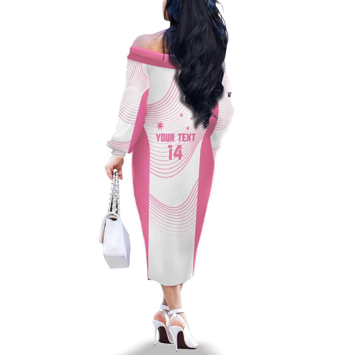 Custom Bowls Australia Breast Cancer Family Matching Off The Shoulder Long Sleeve Dress and Hawaiian Shirt Pink Ribbon Curve Sporty - Aussie Hoodie