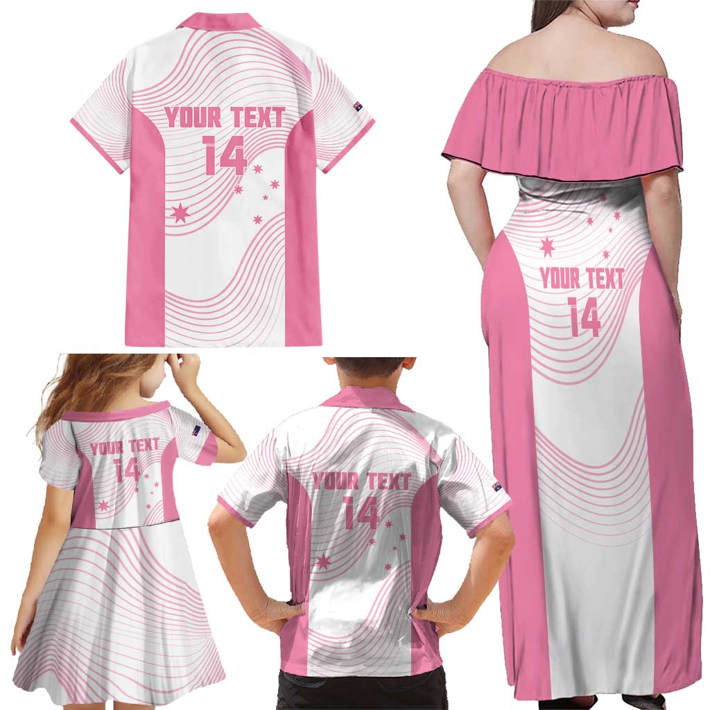 Custom Bowls Australia Breast Cancer Family Matching Off Shoulder Maxi Dress and Hawaiian Shirt Pink Ribbon Curve Sporty - Aussie Hoodie