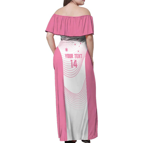 Custom Bowls Australia Breast Cancer Family Matching Off Shoulder Maxi Dress and Hawaiian Shirt Pink Ribbon Curve Sporty - Aussie Hoodie