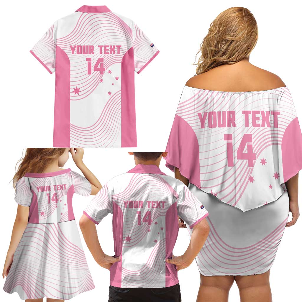 Custom Bowls Australia Breast Cancer Family Matching Off Shoulder Short Dress and Hawaiian Shirt Pink Ribbon Curve Sporty - Aussie Hoodie