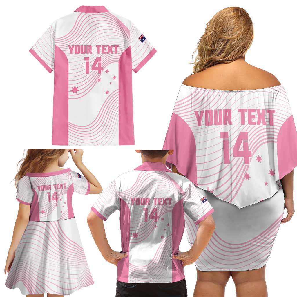 Custom Bowls Australia Breast Cancer Family Matching Off Shoulder Short Dress and Hawaiian Shirt Pink Ribbon Curve Sporty - Aussie Hoodie