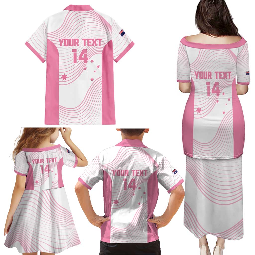 Custom Bowls Australia Breast Cancer Family Matching Puletasi and Hawaiian Shirt Pink Ribbon Curve Sporty - Aussie Hoodie