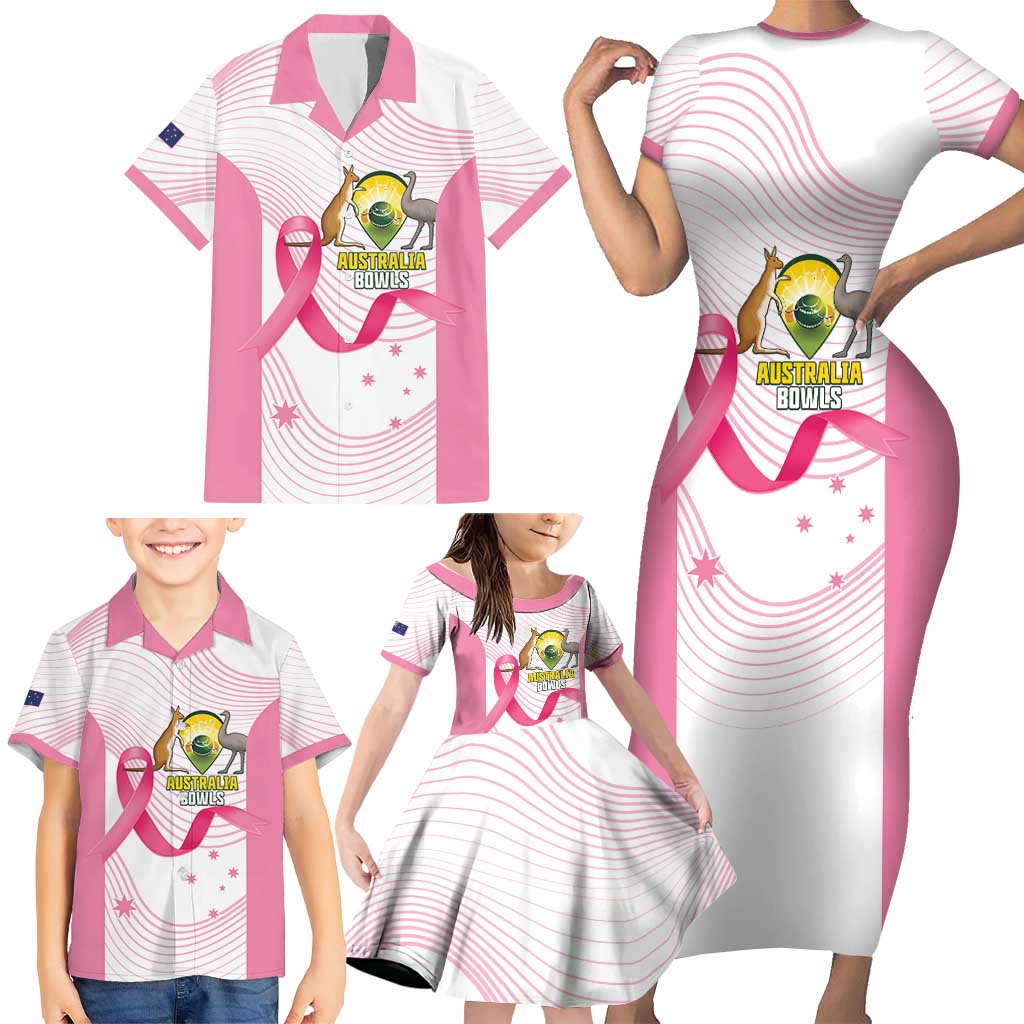 Custom Bowls Australia Breast Cancer Family Matching Short Sleeve Bodycon Dress and Hawaiian Shirt Pink Ribbon Curve Sporty - Aussie Hoodie