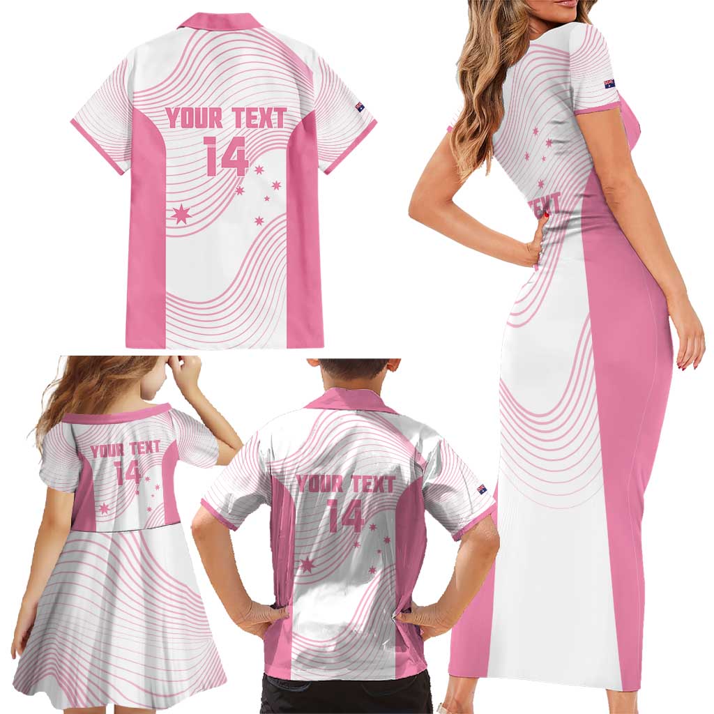Custom Bowls Australia Breast Cancer Family Matching Short Sleeve Bodycon Dress and Hawaiian Shirt Pink Ribbon Curve Sporty - Aussie Hoodie